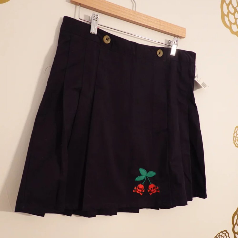 Vintage (NWT) French Toast Navy Pleated Above/At Knee Skirt Size 16 (Pristine)